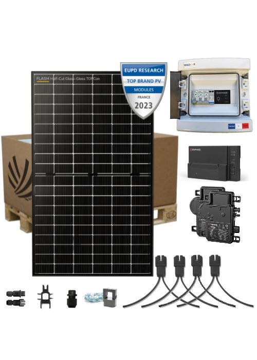 Self-consumption solar kit 6 kW 12 bifacial topcon panels Dualsun micro-inverter Enphase IQ8-HC