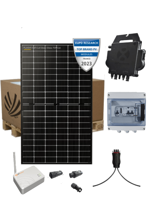autoconsumption solar kit 1 kW 2 panels Dualsun Bifacial Topcon micro-Inverter APSystems DS3-H