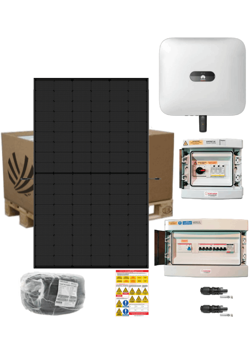 Autoconsumption solar kit 6 kW Triphase 14 Panels Jinko Solar tiger Neo R 425W Full Black with Huawei inverter 6KTL-M1