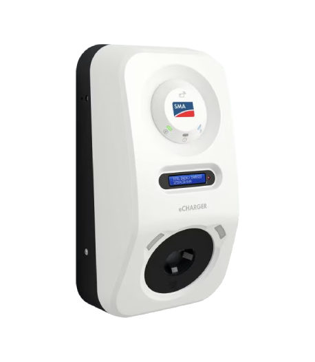 SMA eCharger 22 with plug EV charger side view