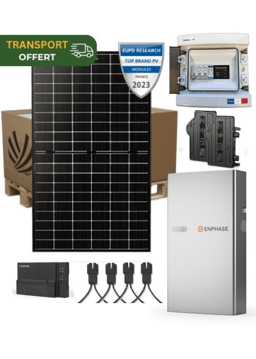 Self-consumption solar kit 4000 W 8 panels Dualsun micro-inverter Enphase IQ8-P with battery kit Enphase IQ5P 5 kWh