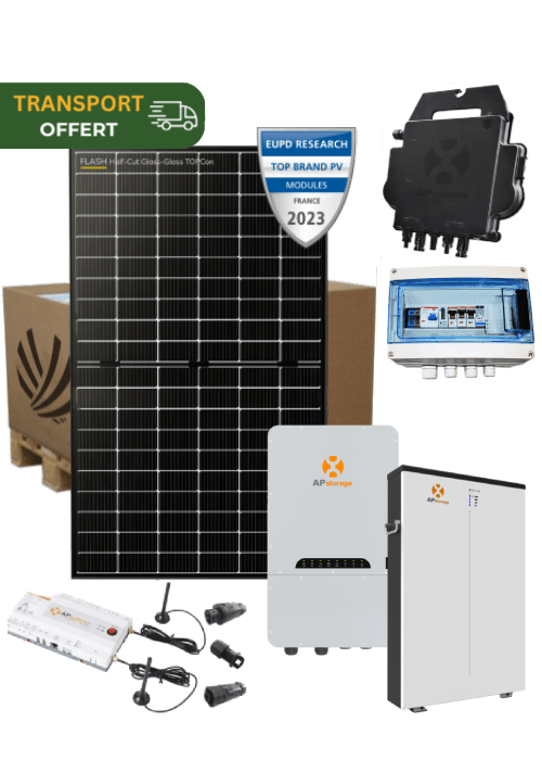 6000 Wp Single Phase Solar Self-Consumption Kit with 12 Dualsun Panels and APSystems DS3-H Micro-Inverter with 6.5 kWh solar battery included