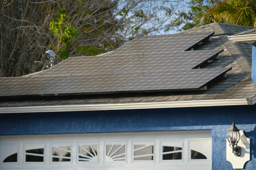 Solar panel installation on a home